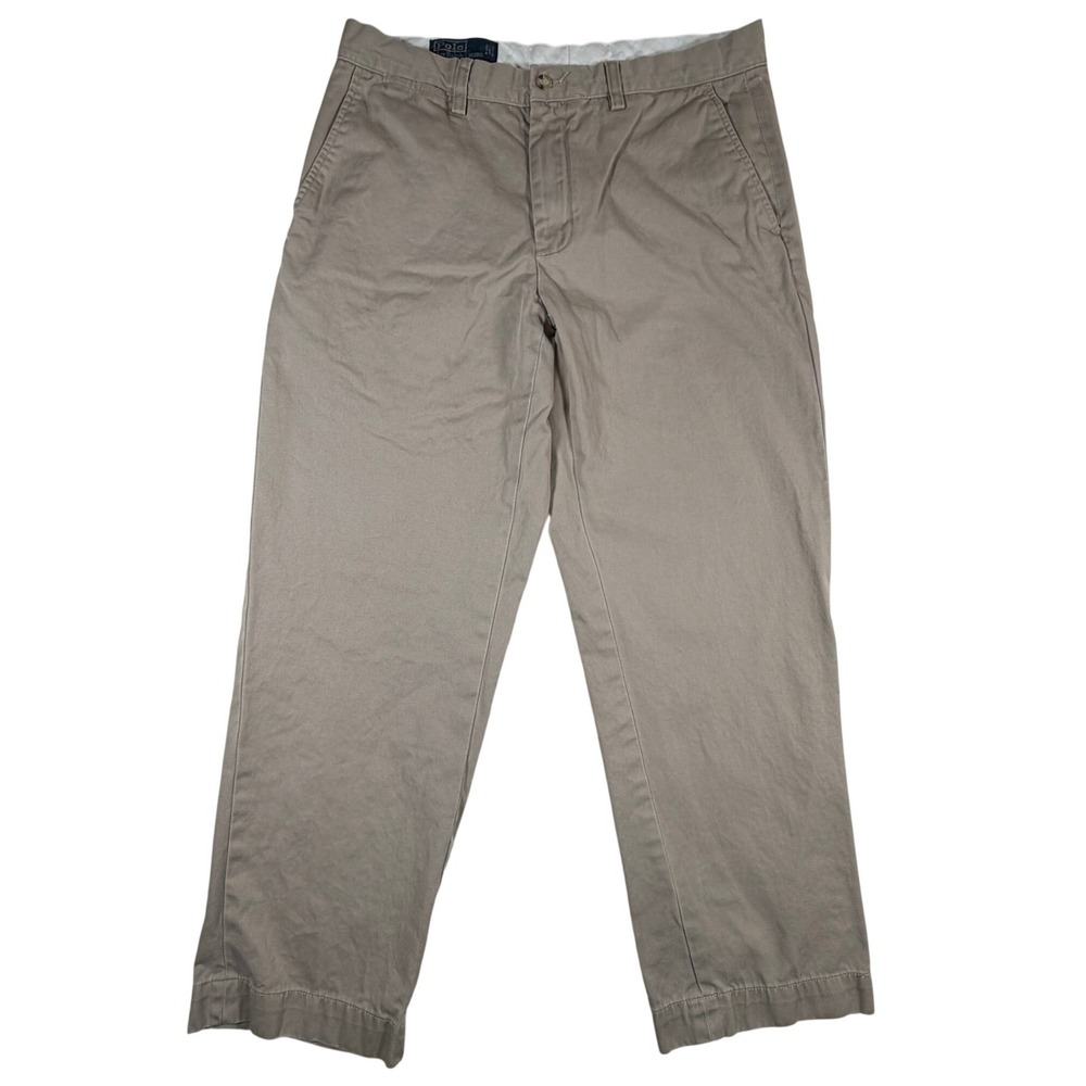 Polo Ralph Lauren Preston Pant Mens 33x30 Khaki Tan Cotton Chino Straight Leg